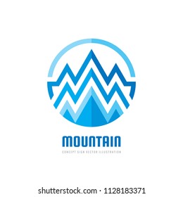 Mountain - vector logo template concept illustration. Expedition mountaineering sign. Tourism symbol. Graphic design element. 