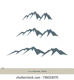 Diseño de ilustraciones de plantillas de logotipos de vectores de montaña. Vector EPS 10.