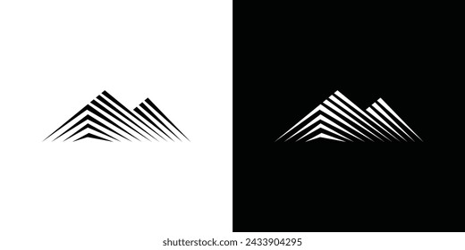 mountain vector logo template made with lines	
