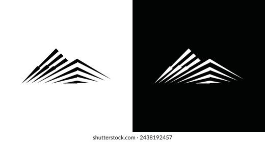 mountain vector logo template made with lines
