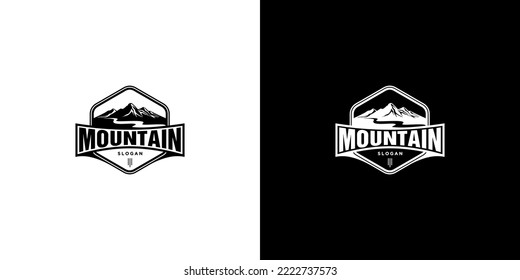 The Mountain Vector Logo Template. The main symbol of the logo is two mountains, this logo symbolizes a nature, peace, and calm, this logo also look modern, sporty, simple and young