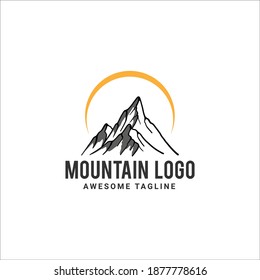 Plantilla del logotipo del vector de montaña. símbolo de paisaje natural o Aventura al aire libre.