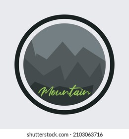 Gebirgsvektorgrafik. Hügel mit nebeliger Naturlandschaft. 