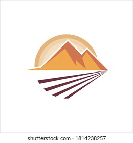 Mountain Vector Natural Color Cartoon Illustration, Valley Logo, Nature Design Element Template Inspiration