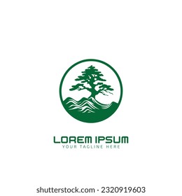 Mountain Vector nature illustration with mountains and tree. silhouette. using for travel and nature background and card