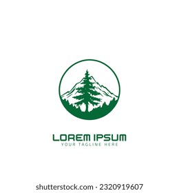 Mountain Vector nature illustration with mountains and tree. silhouette. using for travel and nature background