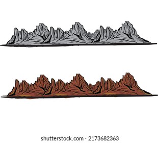 Mountain vector print design. Hand sketch black and white mountain graphic print artwork for apparel, stickers, posters, background and others.