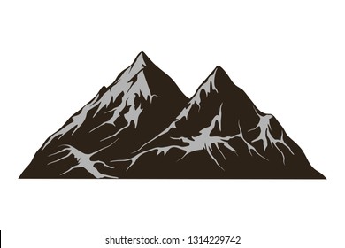 mountain vector. Rocky mountain illustration with black and white color