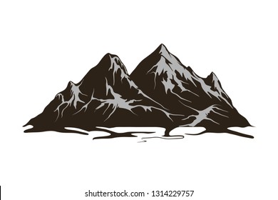mountain vector. Rocky mountain illustration with black and white color