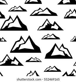 Mountain Vector Seamless Pattern on white