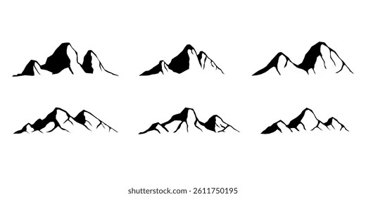 Mountain vector set collection design. a collection of mountain vector on a white background. set of mountain illustration in vector graphic design