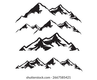 Vetor de montanha definido no plano de fundo branco