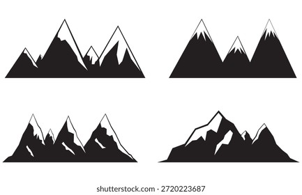 Conjunto de Vector de montaña. Siluetas de montaña, símbolo Clipart, colección de montaña, Ilustración vectorial. Conjunto de Formas de colina aisladas sobre fondo blanco.