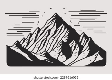 Mountain vector, Mountain silhouette, assorted mountain tree vector, Hand drawn vector, mountain icon illustrations