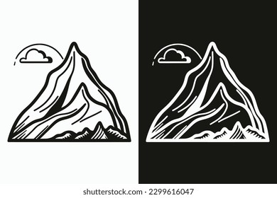 Mountain vector, Mountain silhouette, assorted mountain tree vector, Hand drawn vector, mountain icon illustrations