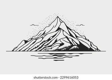 Mountain vector, Mountain silhouette, assorted mountain tree vector, Hand drawn vector, mountain icon illustrations