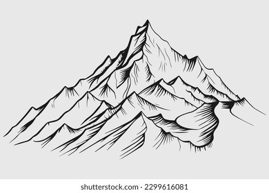 Mountain vector, Mountain silhouette, assorted mountain tree vector, Hand drawn vector, mountain icon illustrations