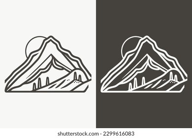 Mountain vector, Mountain silhouette, assorted mountain tree vector, Hand drawn vector, mountain icon illustrations