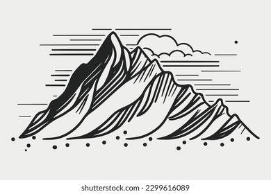 Mountain vector, Mountain silhouette, assorted mountain tree vector, Hand drawn vector, mountain icon illustrations