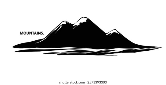 Mountain vector. Mountain silhouette - vector icon on white background. Vector illustration