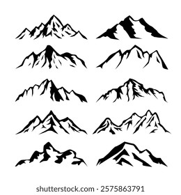 mountain vector silhouette image icon collection