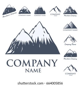 Mountain vector silhouette nature outdoor rocky snow ice top decorative landscape travel climbing hill peak hiking illustration