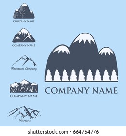 Mountain vector silhouette nature outdoor rocky snow ice top decorative landscape travel climbing hill peak hiking illustration