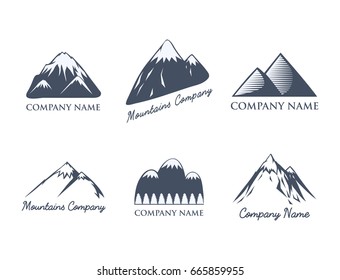 Mountain vector silhouette nature outdoor rocky snow ice top decorative landscape travel climbing hill peak hiking illustration