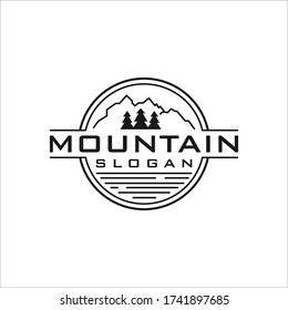 Mountain vector vintage logo. hipster logo design inspiration