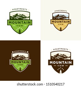Mountain view apartment emblem template