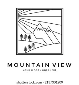 Mountain View Art Logo Vector Illustration Minimalist Simple Design
