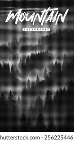 Mountain view background vector illustration, mountain view poster with mosaic style