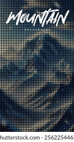 Mountain view background vector illustration, mountain view poster with mosaic style