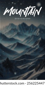 Mountain view background vector illustration, mountain view poster with mosaic style