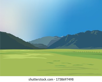 Mountain View and Beautiful Landscape on illustration graphic vector