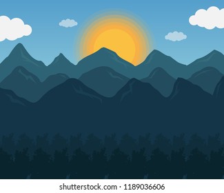Mountain view and blue sky