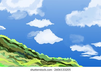 mountain view with clouds in summer