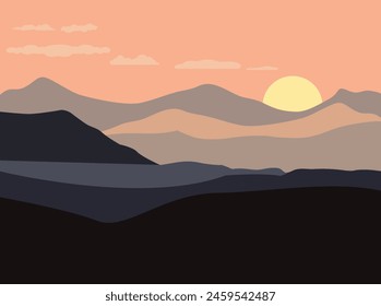 Mountain view in the evening vector