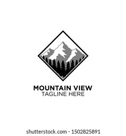 mountain view with forest retro logo templates
