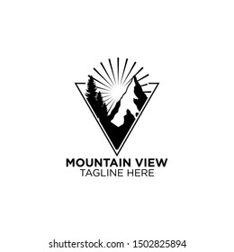 mountain view with forest retro logo templates