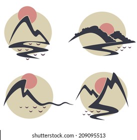 mountain view, high peaks and rivers