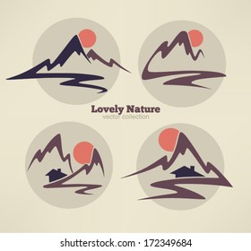 mountain view, high peaks and small houses