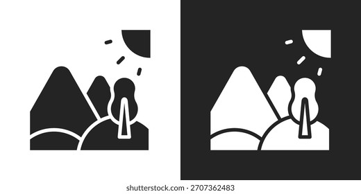 Mountain View Icon In Black And White Glyph Style