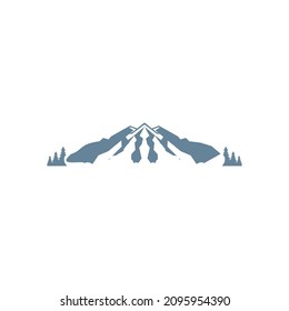 mountain view icon and emblem logo design concept leaf