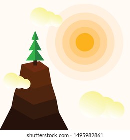 mountain view illustration. beautiful view of the mountain