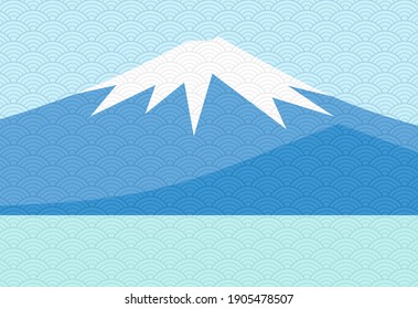 Mountain View With Japanese Motif Pattern