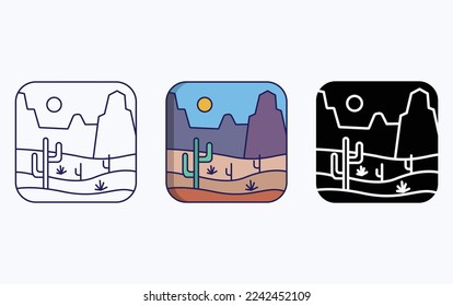 Icono de ilustración de paisaje de vista panorámica
