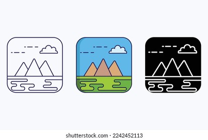 Mountain view landscape illustration icon