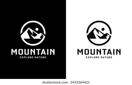 diseño de logotipo de mountain view con círculo