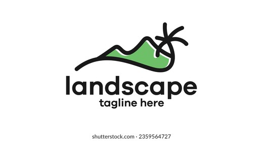 diseño de logotipo de vista de montaña hecho con un estilo de línea minimalista